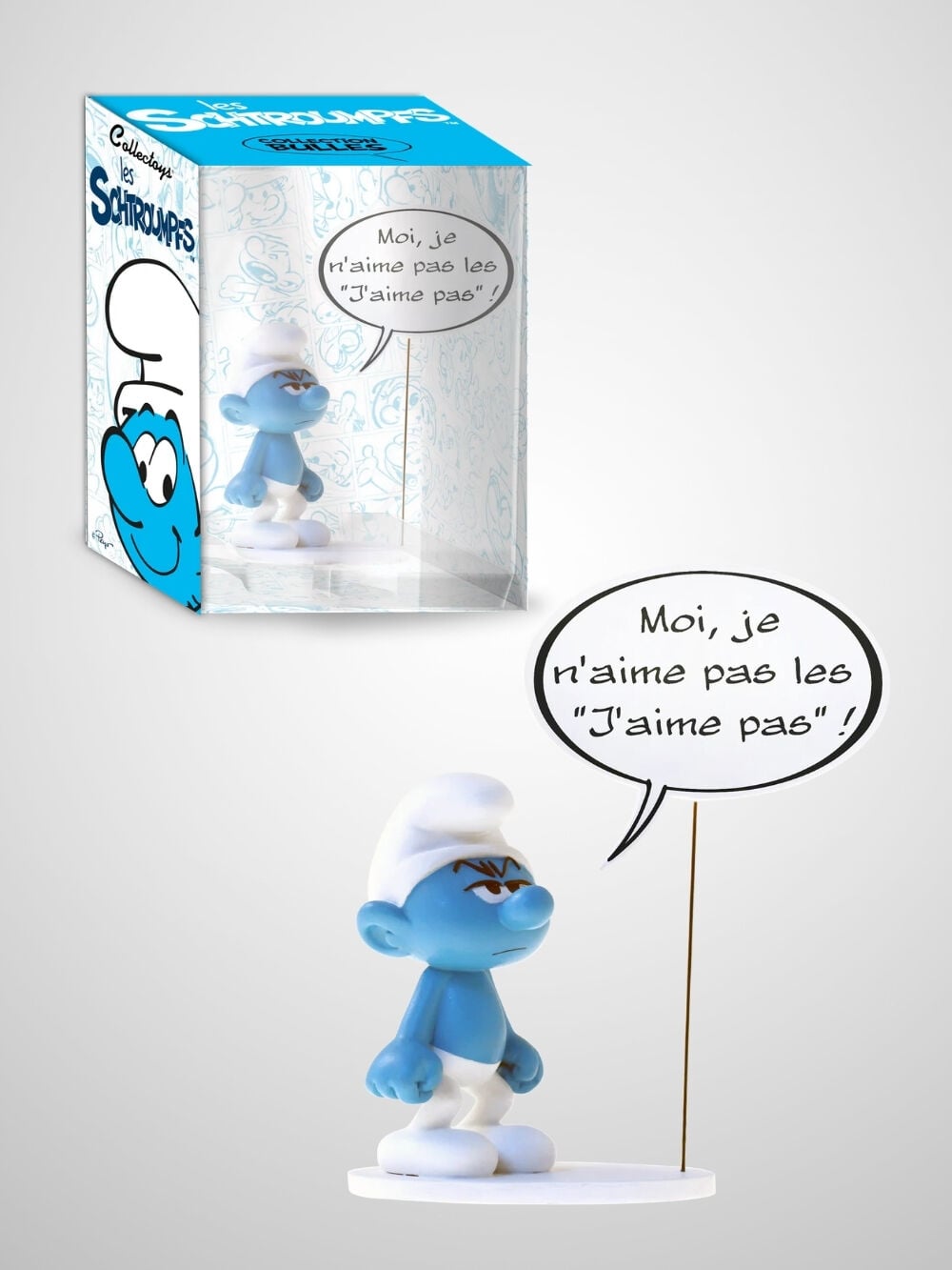 Smurfs (Şirinler) -  Grouchy Smurf with Speech Bubble “Moi, je n’aime pas les ‘J’aime pas’!” Resin Figür