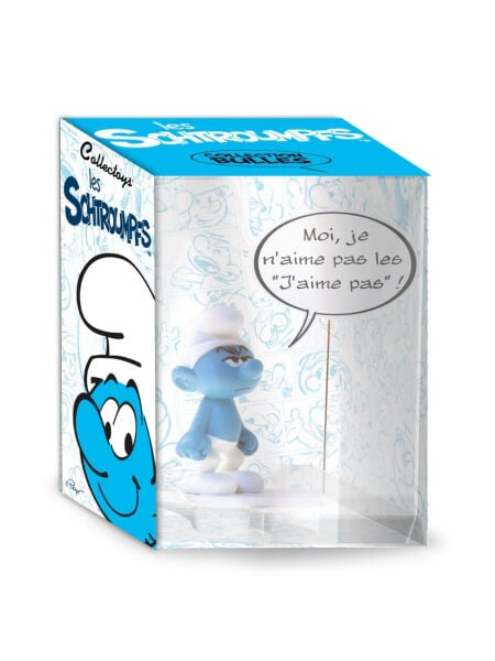 Smurfs (Şirinler) -  Grouchy Smurf with Speech Bubble “Moi, je n’aime pas les ‘J’aime pas’!” Resin Figür