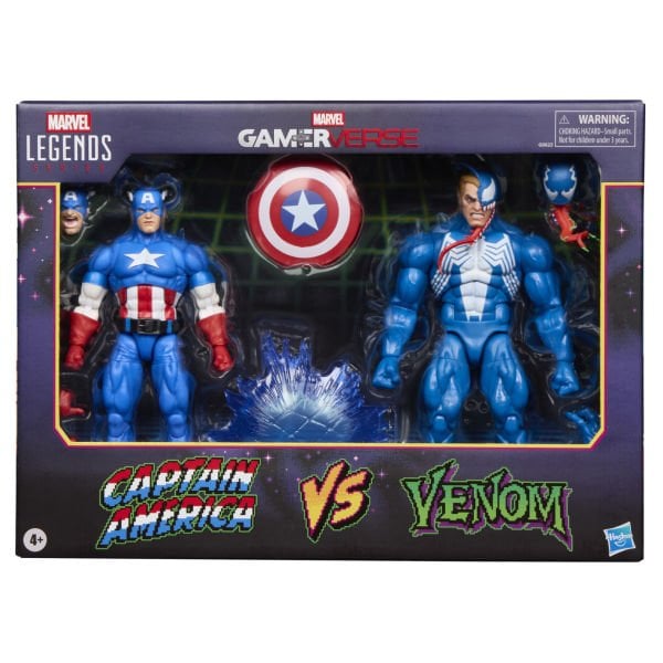 Marvel Legends Gamerverse Captain America vs Venom (Retro Video Game) İkili Aksiyon Figür Seti