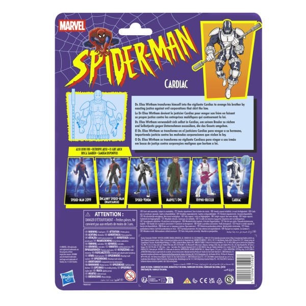 Marvel Legends Cardiac, Retro Cardback Spider-Man Comics Aksiyon Figürü