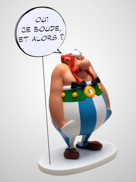 Asterix -  Obelix with Speech Bubble “Qui je boude, et alors?” Resin Figür