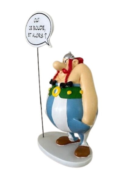 Asterix -  Obelix with Speech Bubble “Qui je boude, et alors?” Resin Figür