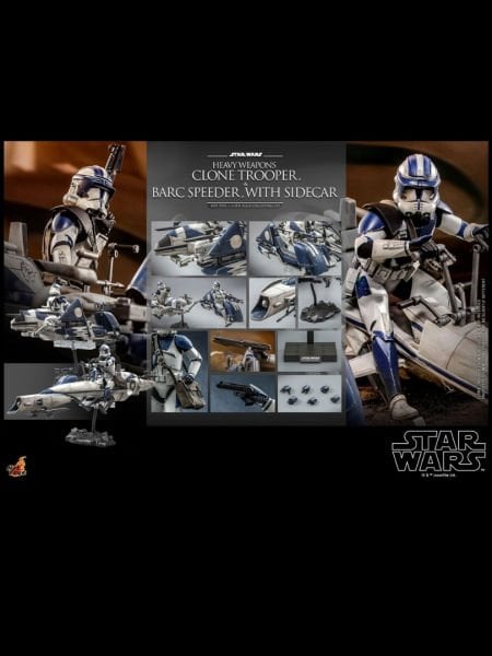 Star Wars: The Clone Wars - Heavy Weapons Clone Trooper & BARC Speeder with Sidecar 1/6 Scale Koleksiyon Figür Seti