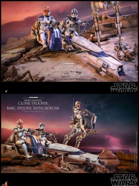 Star Wars: The Clone Wars - Heavy Weapons Clone Trooper & BARC Speeder with Sidecar 1/6 Scale Koleksiyon Figür Seti