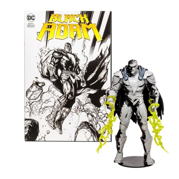 DC Comics: Black Adam Line Art Variant Action Figure with Black Adam Comic