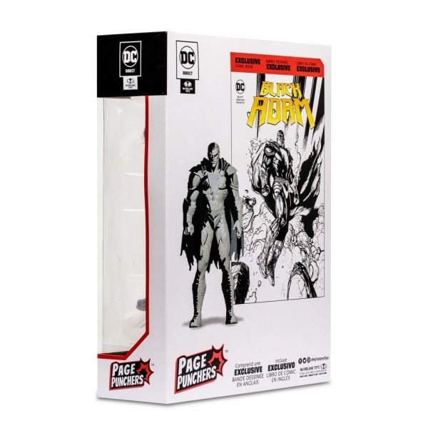 DC Comics: Black Adam Line Art Variant Action Figure with Black Adam Comic