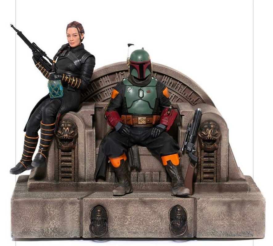 Star Wars: The Mandalorian - Boba Fett and Fennec Shand on Throne Deluxe 1:10 Art Scale Heykel