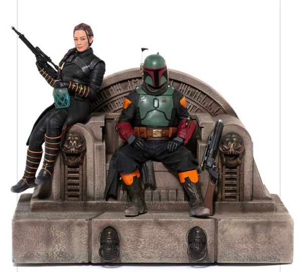Star Wars: The Mandalorian - Boba Fett and Fennec Shand on Throne Deluxe 1:10 Art Scale Heykel