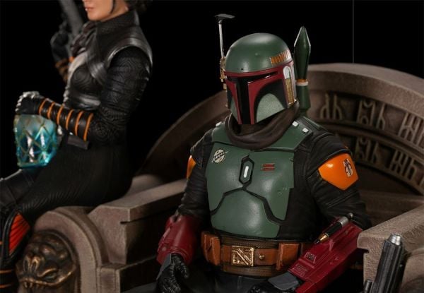 Star Wars: The Mandalorian - Boba Fett and Fennec Shand on Throne Deluxe 1:10 Art Scale Heykel