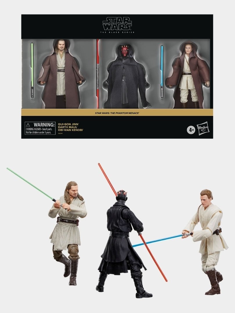 Star Wars Black Series Qui-Gon Jinn, Darth Maul, Obi-Wan Kenobi (Star Wars: The Phantom Menace) Aksiyon Figür Seti