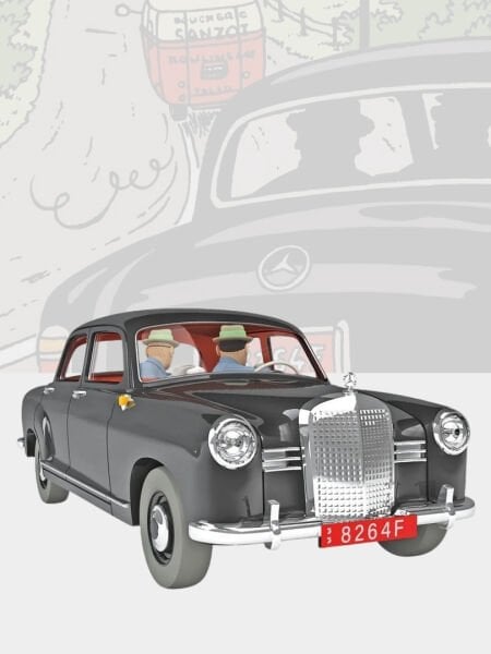 Tintin - Mercedes 180 Borduria (La Voiture des Agents Bordures) 1/24 Scale Diecast Model Araç (No.43)